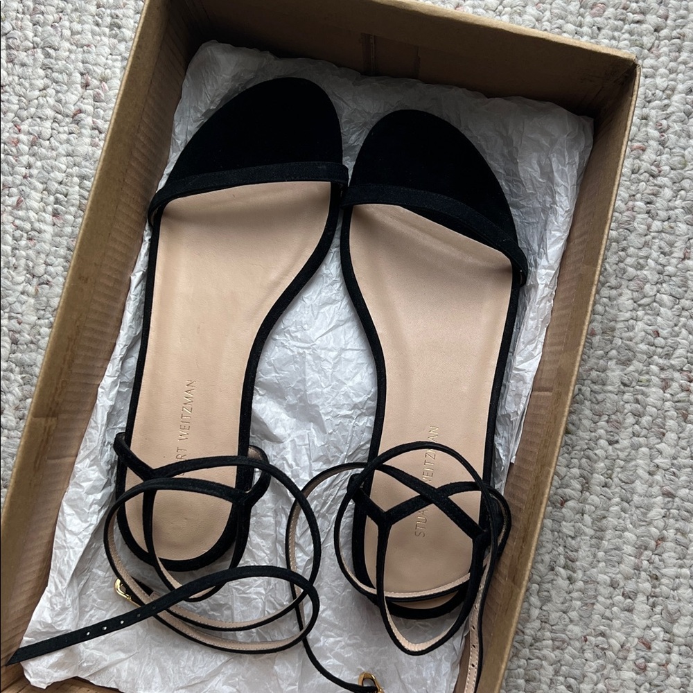 Stuart Weitzman catherine flat sandal suede black
